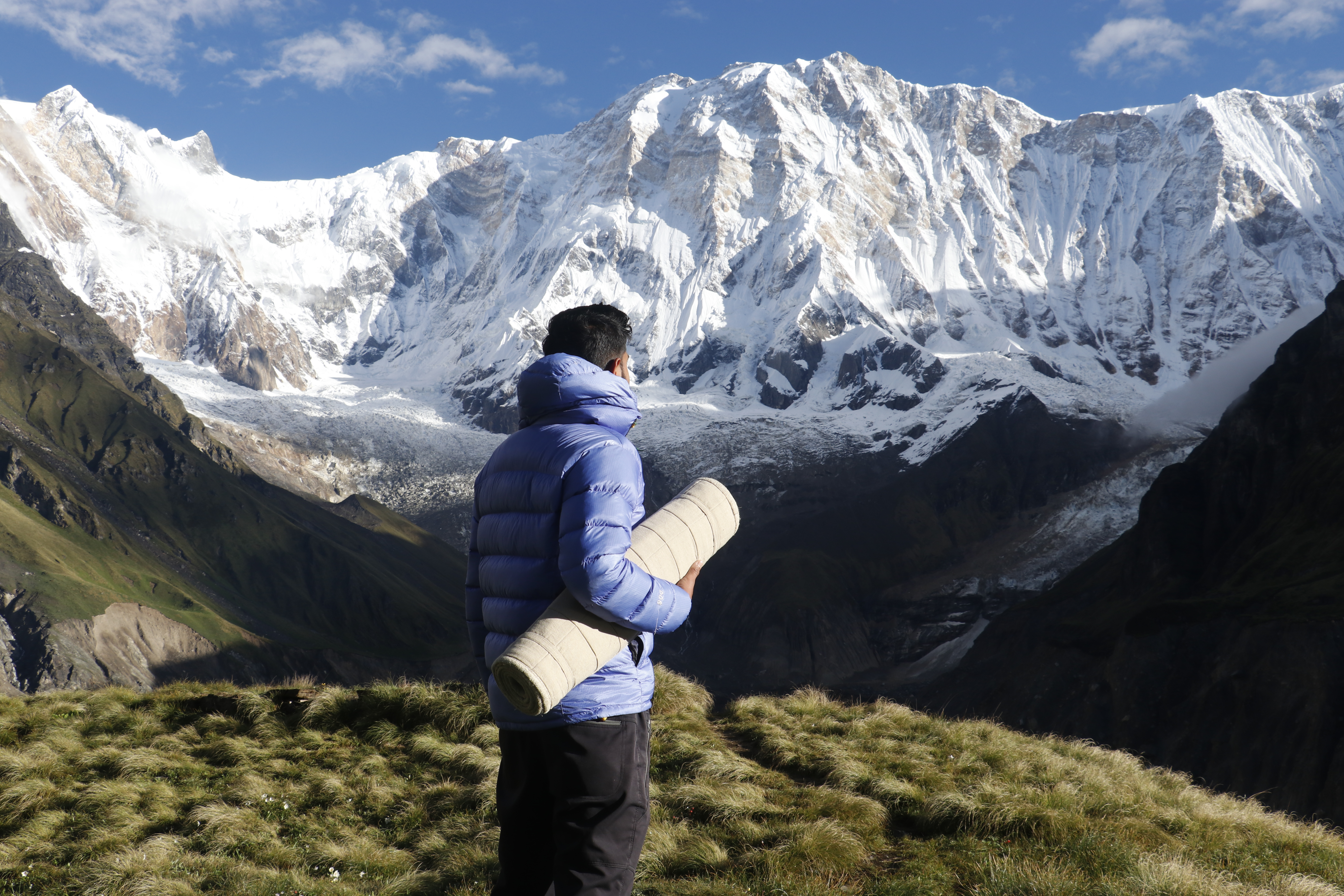 trekker in Annapurna Base Camp during Monsoon 